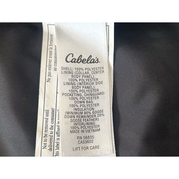 Cabela's Mens Puffer Vest XL Goose Down Pockets 4Most Down Gray Full Zip - Picture 5 of 8